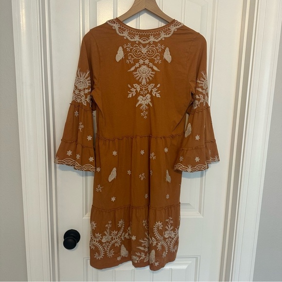Johnny Was Arzella Easy Knit Tiered Dress Boho Floral Embroidered Size Small - Picture 5 of 8